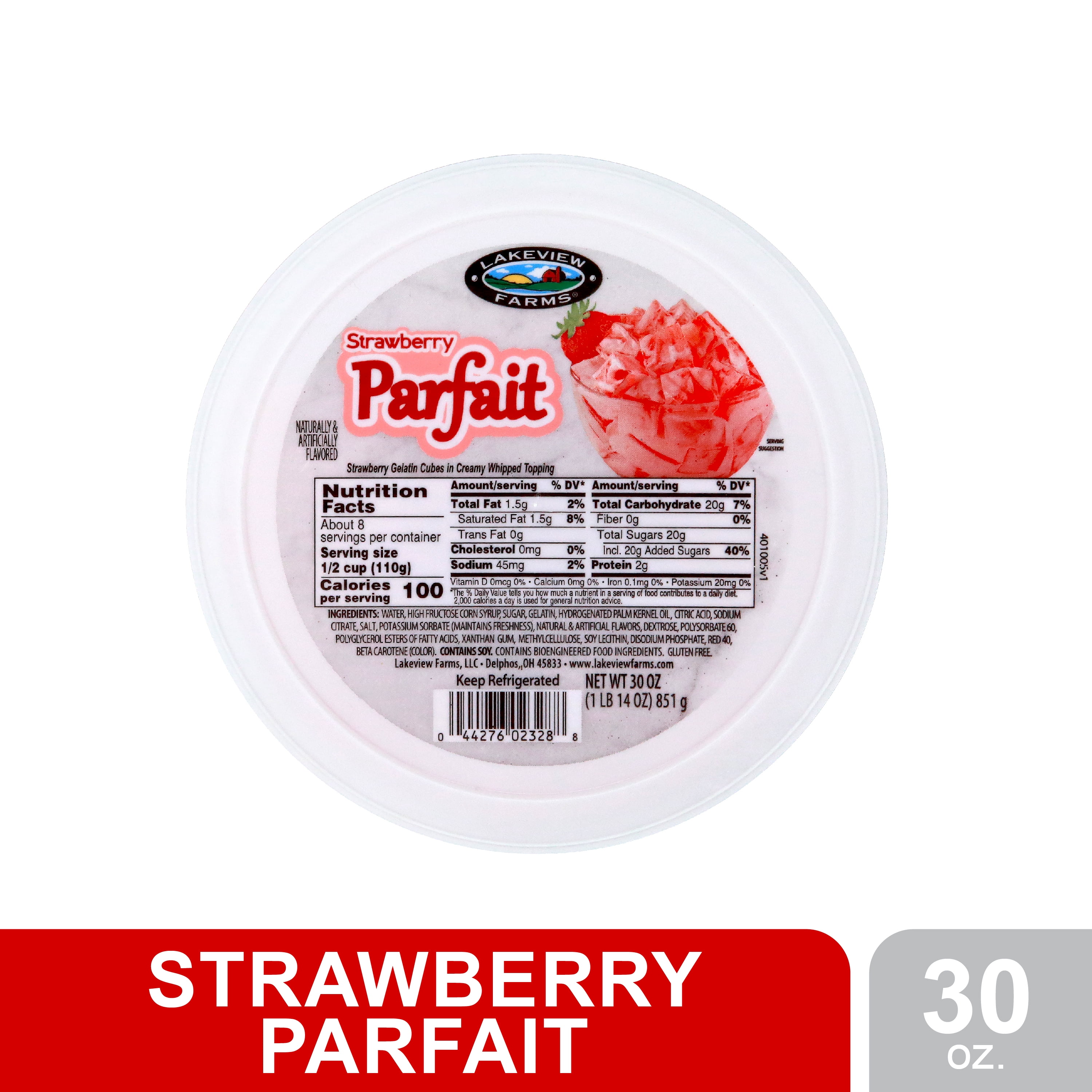 Lakeview Farms Strawberry Parfait Salad, 30 oz, Creamy Whipped Topping