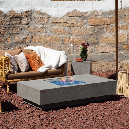 Lakeview Landing View 32-Inch Rectangle Natural Gas Fire Pit Table - Light Gray - SCOFG416LG-NG