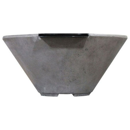 Lakeview Scape Key 32 1/2-Inch Square Propane Match Lit Fire & Water Bowl - Pewter - SCPH-443-FWBPLP