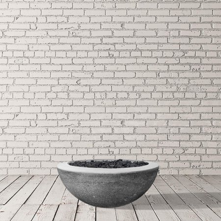 Lakeview Valley Bay 29-Inch Round Propane Match Lit Fire & Water Bowl - Natural Concrete - SCPH-446-FWBNLP