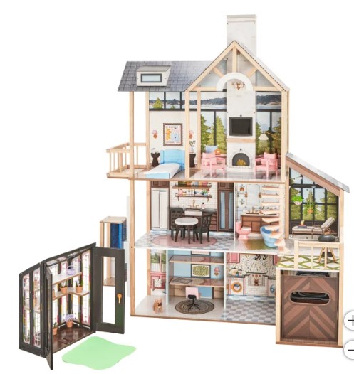 Lakeview Villa Wooden Dollhouse & Greenhouse