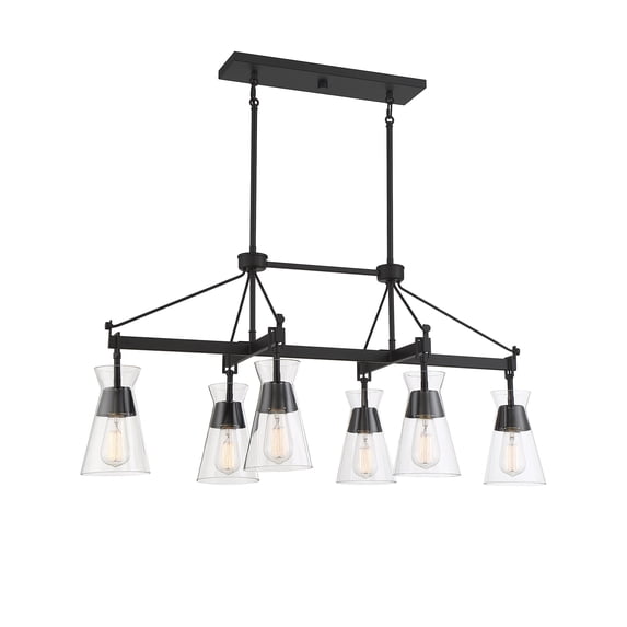 Lakewood 6-Light Linear Chandelier in Matte Black