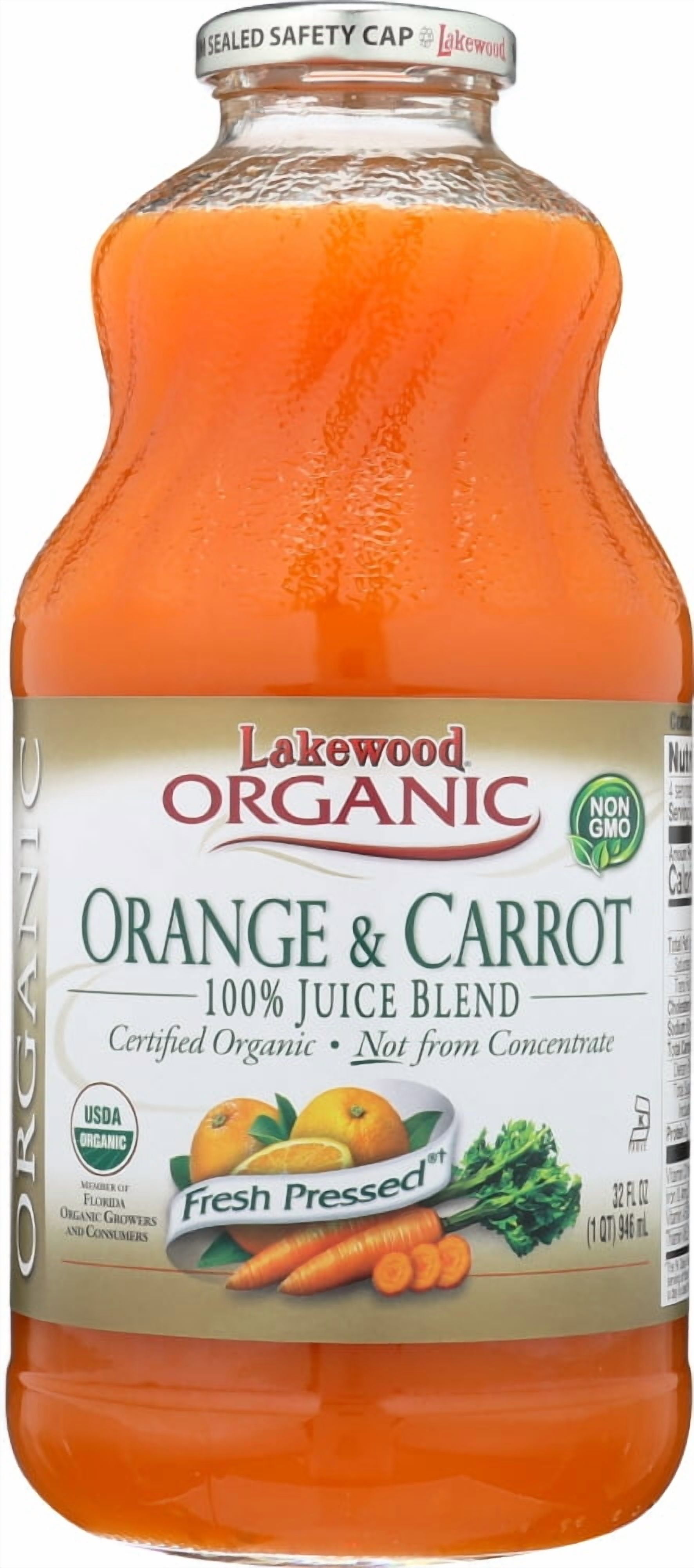 Lakewood Juice Orange Carrot Org 32 FO (Pack of 12)