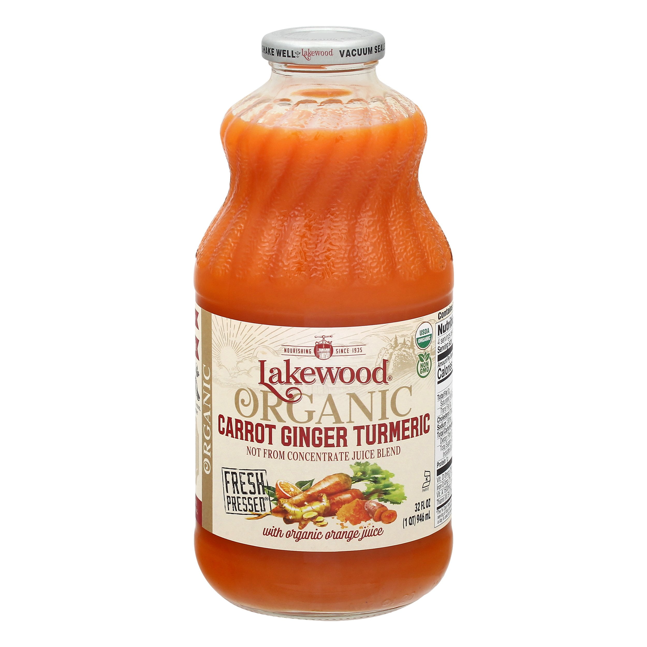 Lakewood Organic Carrot Ginger with Turmeric Juice - 32 oz- Pack of 2