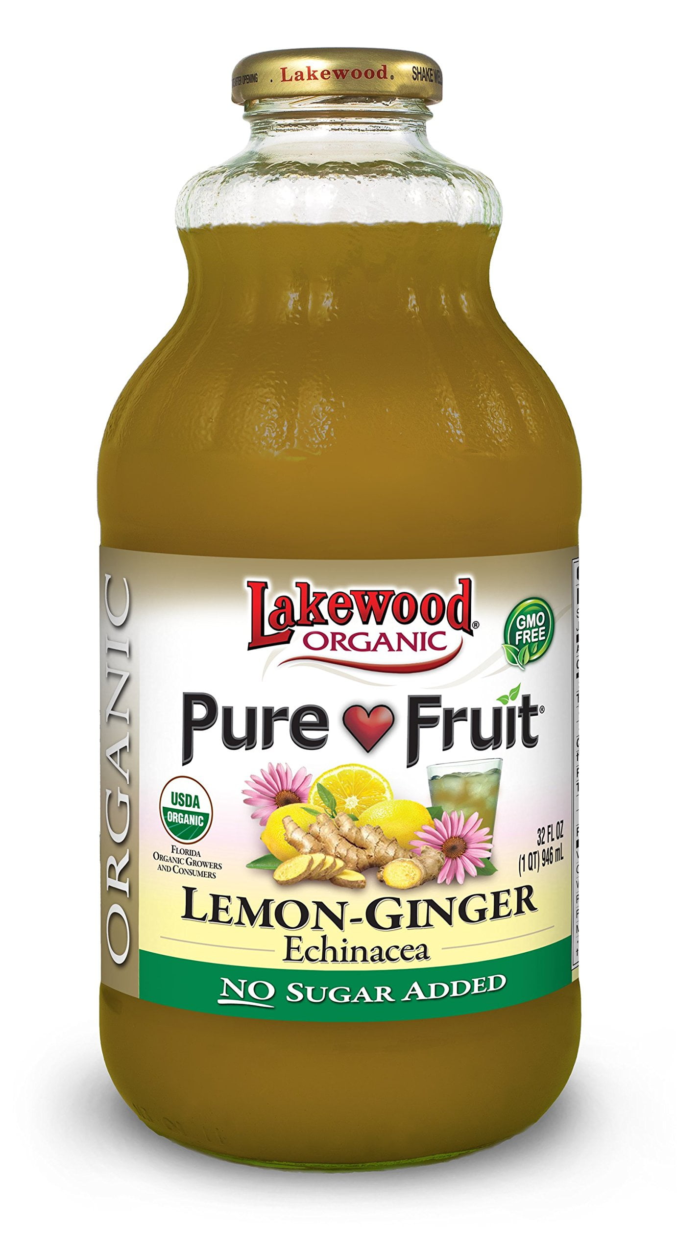 Lakewood Organic Lemon Ginger Echinacea Juice 32 FZ (Pack of 12)