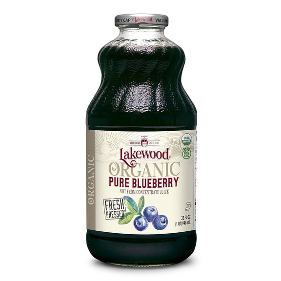 Lakewood Organic PURE Blueberry Juice, 32 Fl Oz (Pack of 6)