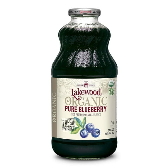 Lakewood Organic PURE Blueberry Juice, 32 Fl Oz (Pack of 6)