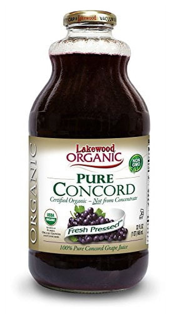 Lakewood Organic PURE Concord Grape Juice, 32-Ounce Bottles (Pack of 6)