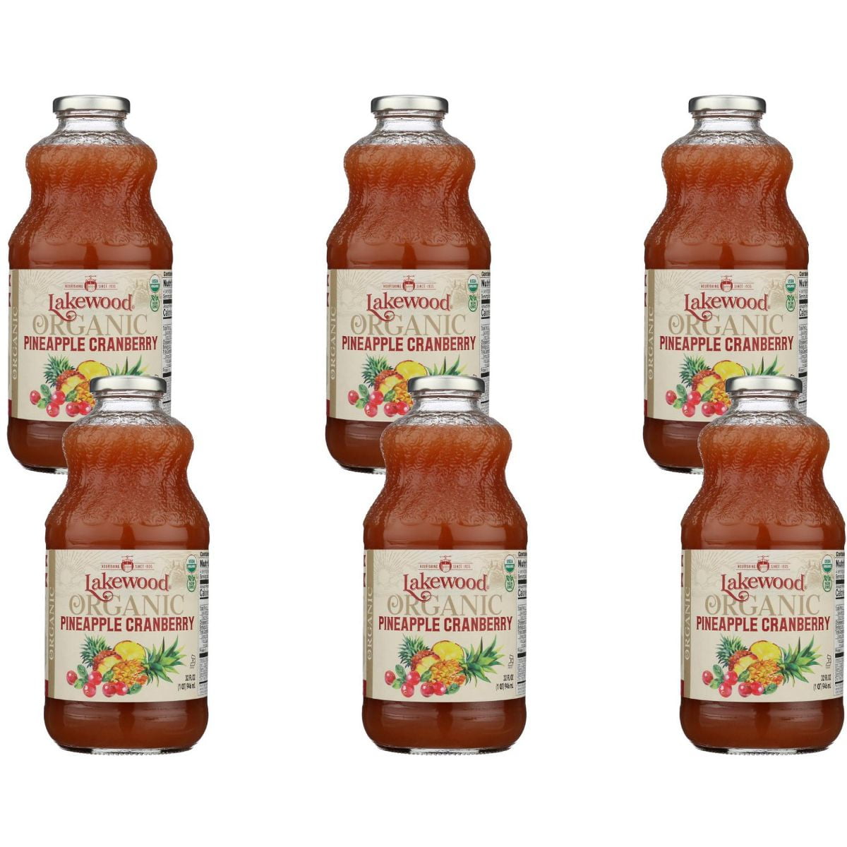 Lakewood Organic Pineapple Cranberry Juice - Case of 6/32 fz