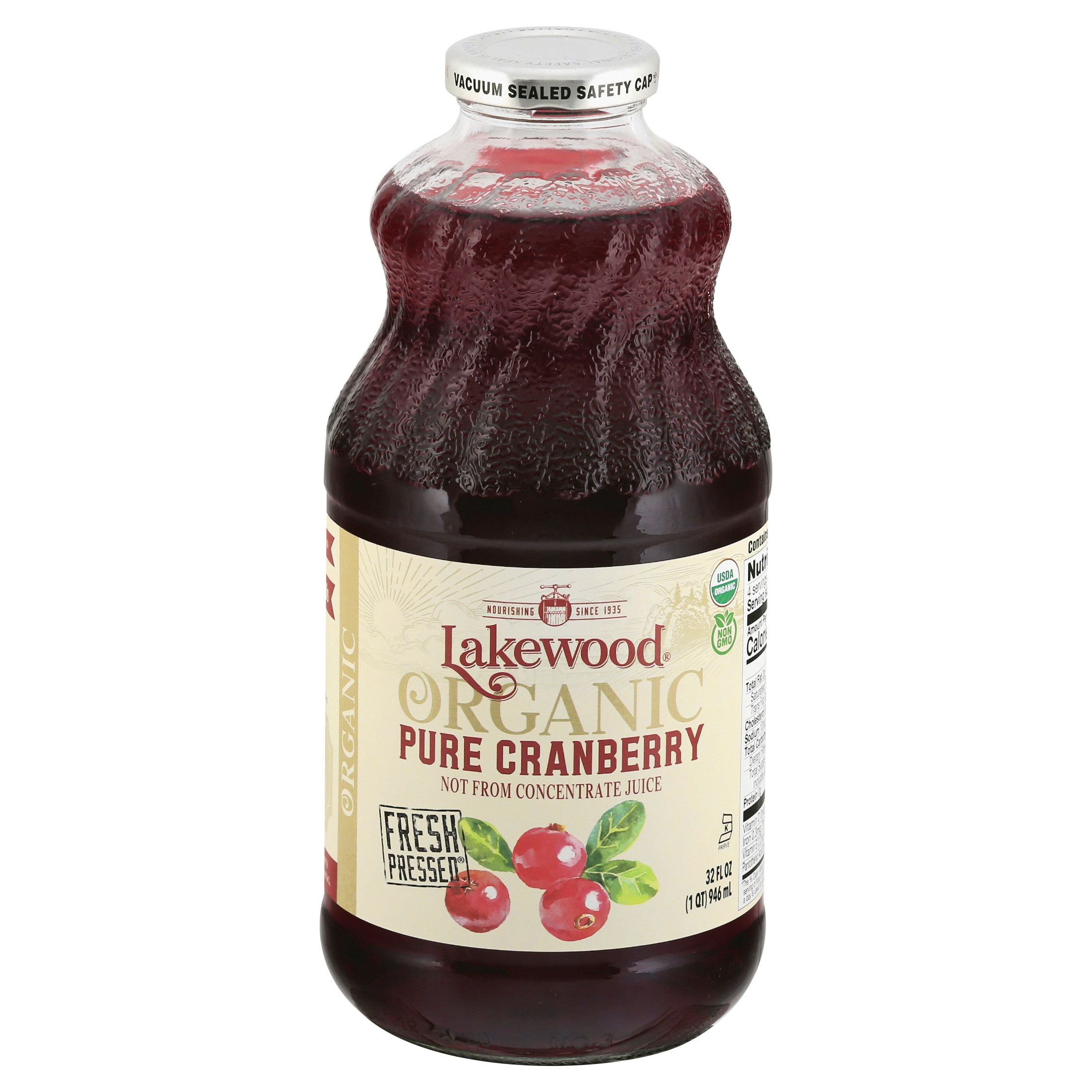 Lakewood Organic Pure Cranberry Juice 32 oz (Pack Of 6)