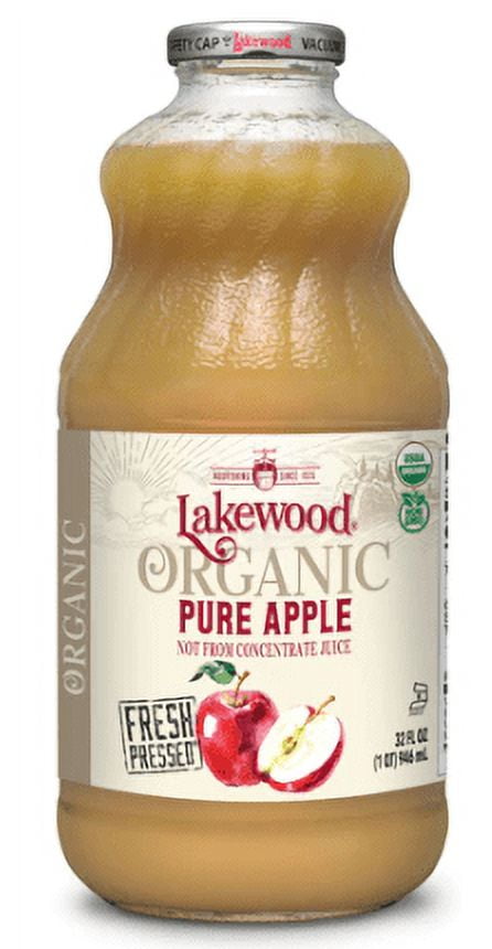Lakewood Organic Pure Juice Apple 32 fl oz Pack of 4