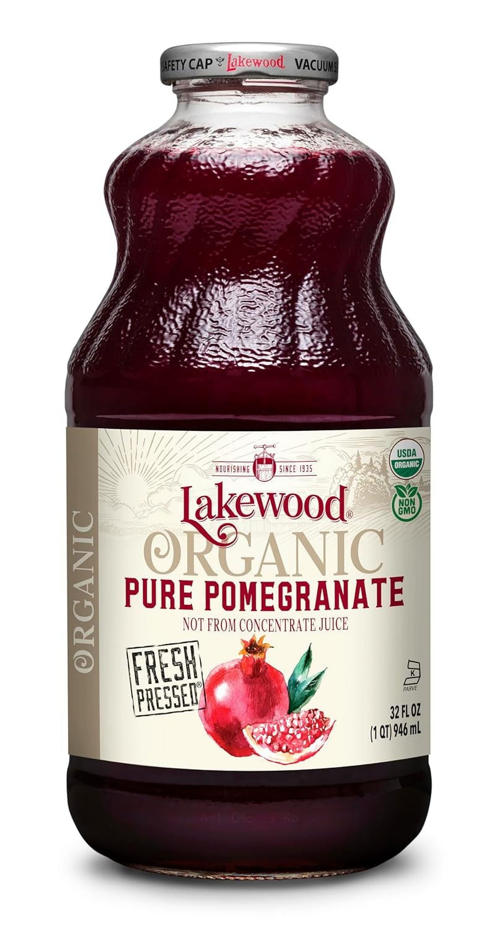 Lakewood Organic Pure Juice Fresh Pressed Pomegranate 32 fl oz Pack of