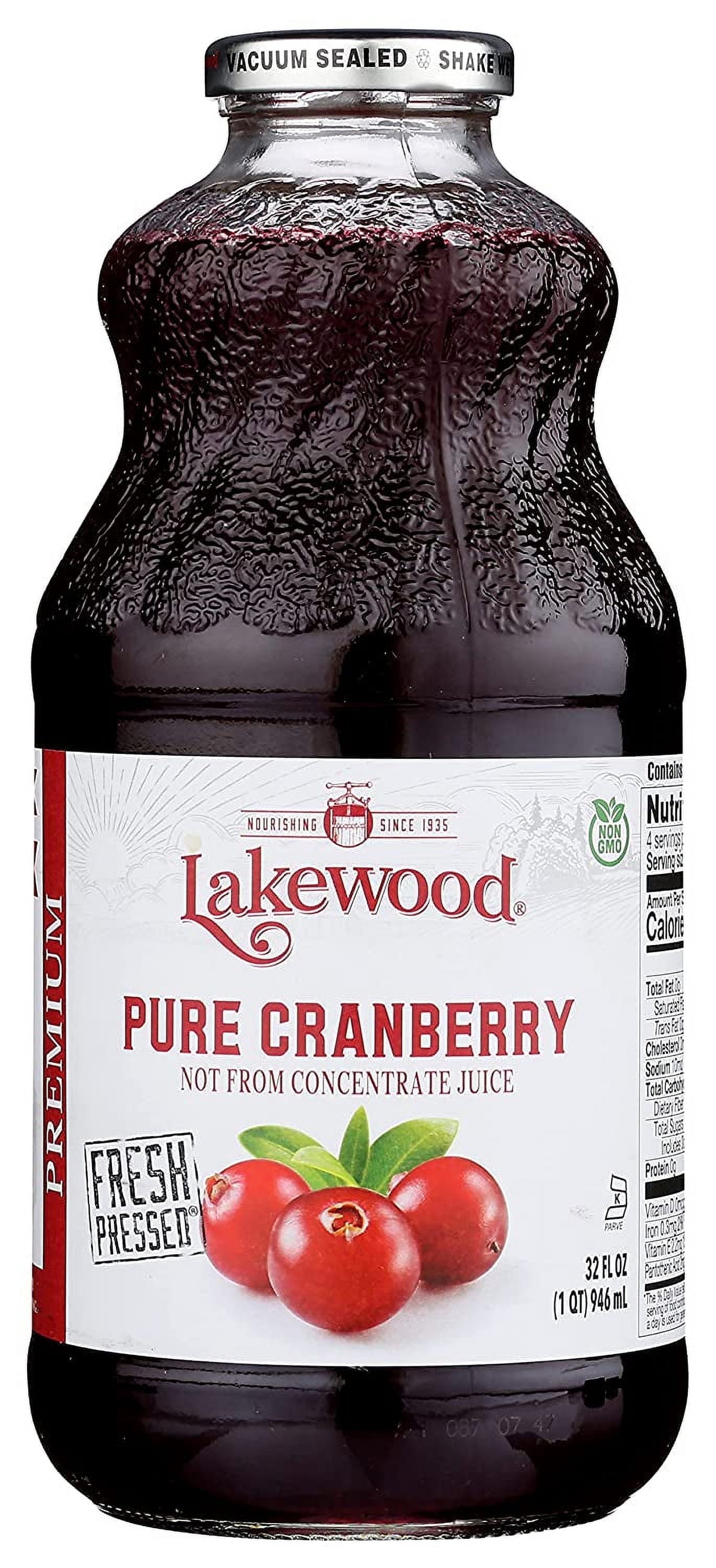 Lakewood Premium Pure Fruit Juice Pressed Cranberry 32 fl oz Pack of 3