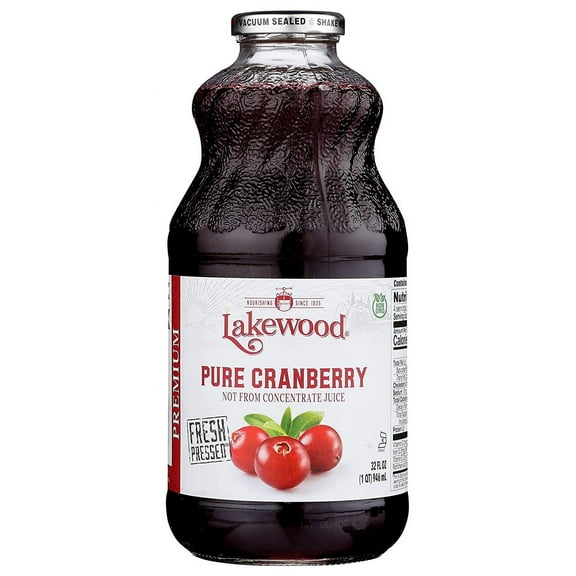 Lakewood Premium Pure Fruit Juice Pressed Cranberry 32 fl oz Pack of 4