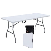 Lakhow 180CZ Folding Table 6-Foot Plastic Trestle Indoor & Outdoor for Picnic, BBQ, Party, White Granite White