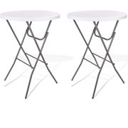 Lakhow 2 Pack Cocktail Table 28in Folding Round High Top Indoor Outdoor with Removable Legs, Tall Bistro Foldable Bar Height Table for Parties, Patio, Backyard, Dining Room, Events, White