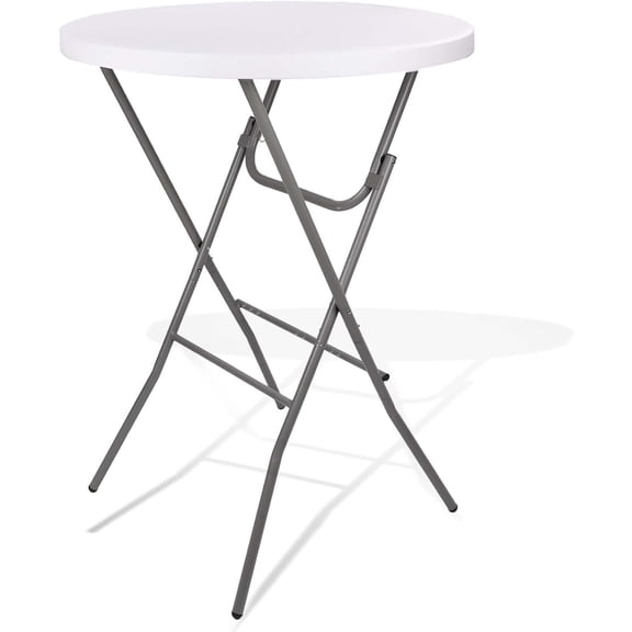 Lakhow Cocktail Table 28in Folding Round High Top Indoor Outdoor with Removable Legs, Tall Bistro Foldable Bar Height Table for Parties, Patio, Backyard, Dining Room, Events, Black- 1PCS