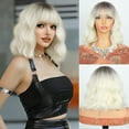 thumbnail image 1 of Lakihair 12inch Short Blonde Bob Wig with Bangs Mixed Brown Short Wigs for Women, 1 of 10