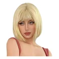 thumbnail image 1 of Lakihair Blonde Bob Wig for Women 10in Platinum Blonde Short Wigs with Bangs, 1 of 5