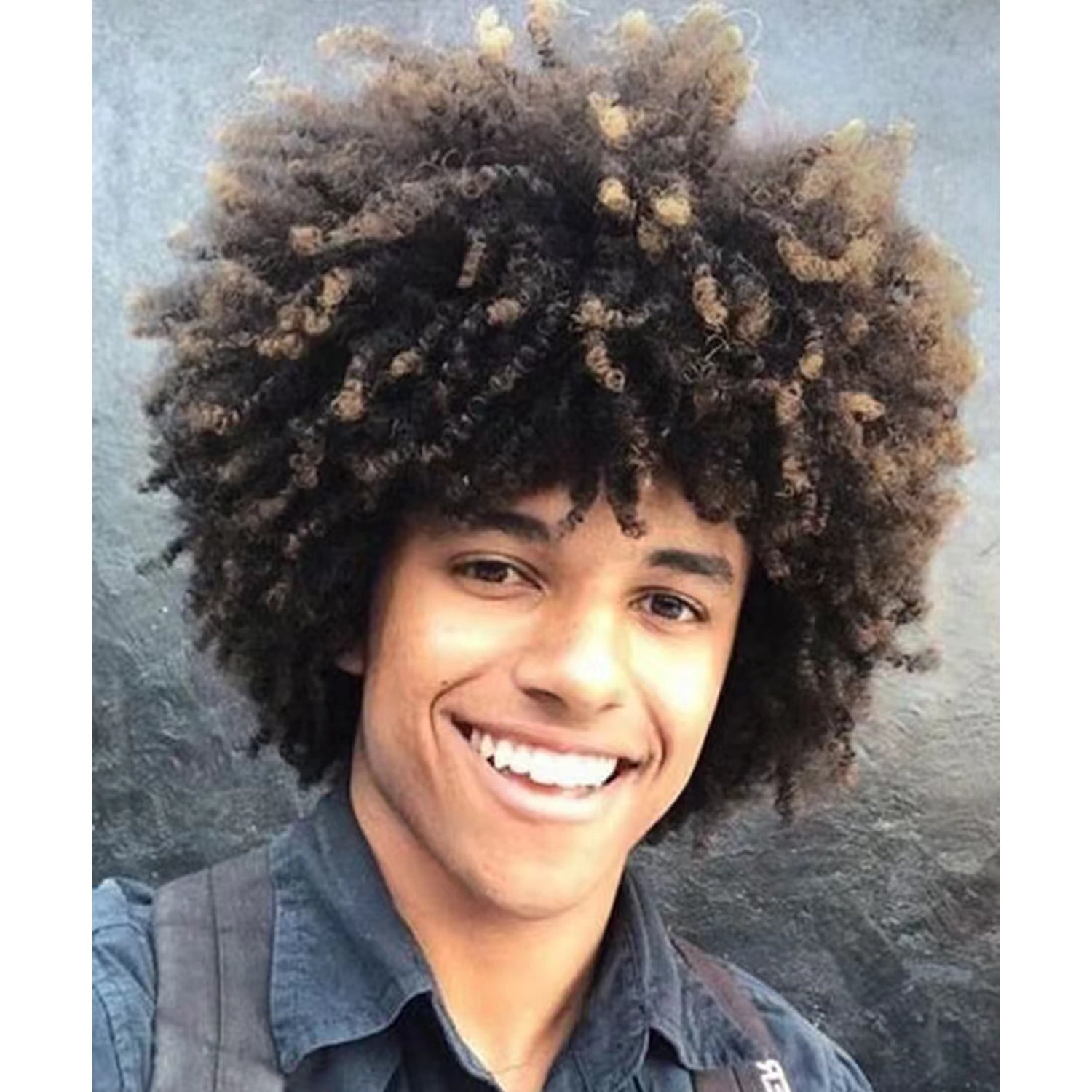 Lakihair Mens Wig Short Blonde Wigs for Men Curly Wigs with Bangs 70s