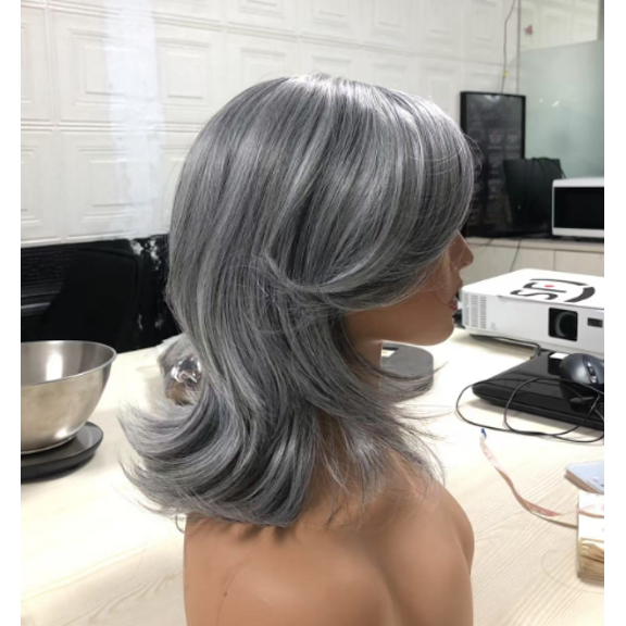 Lakihair Short Mullet Wig Grey