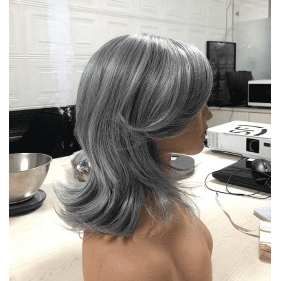 Lakihair Short Mullet Wig Grey