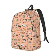 LAKIMCT Sushi Japan Food Pattern Canvas Backpack for Boys Girls, College Laptop Backpack for Women Men, Business Travel Casual Bag Student Bookbag for Kids Adults, Small