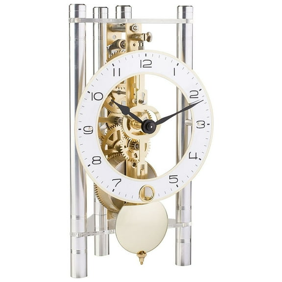 Lakin-Silver and Brass Triangular Table Clock