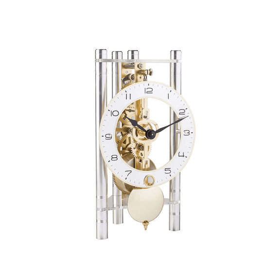Lakin-Silver and Brass Triangular Table Clock