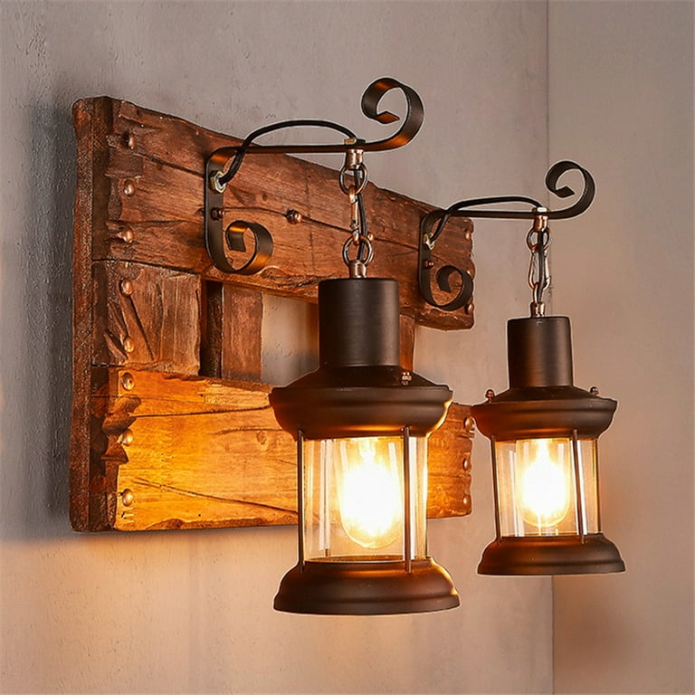 Lakiq Industrial Farmhouse Wall Sconce Lighting Fixture Wooden
