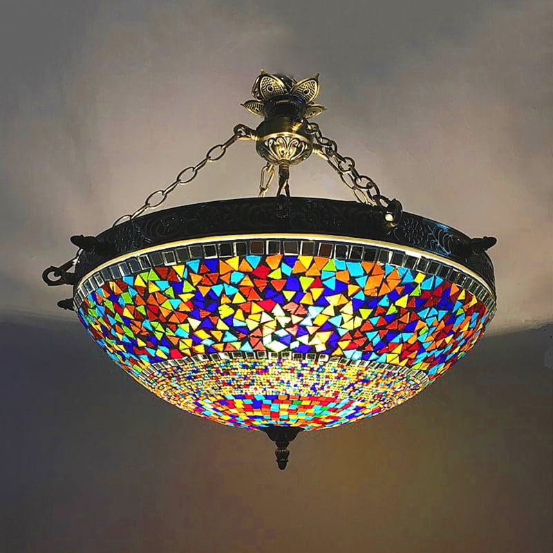 LAKIQ Colorful Crystal Chandelier Light Fixture - 6 Light Pendant, Macaron Colors, For Girls Room & Living Room