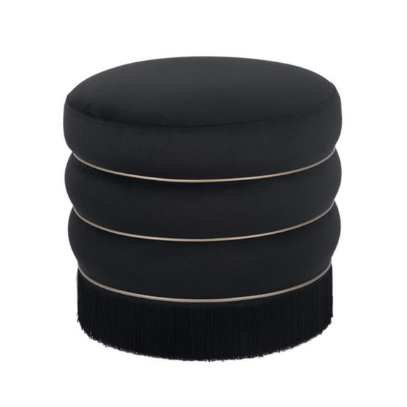 Lakka Black Velvet Ottoman