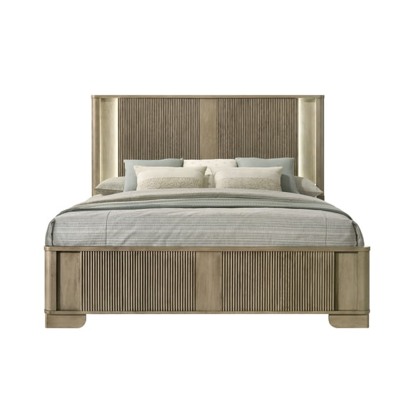 Lakkari Antique Oak Queen Bed w/LED