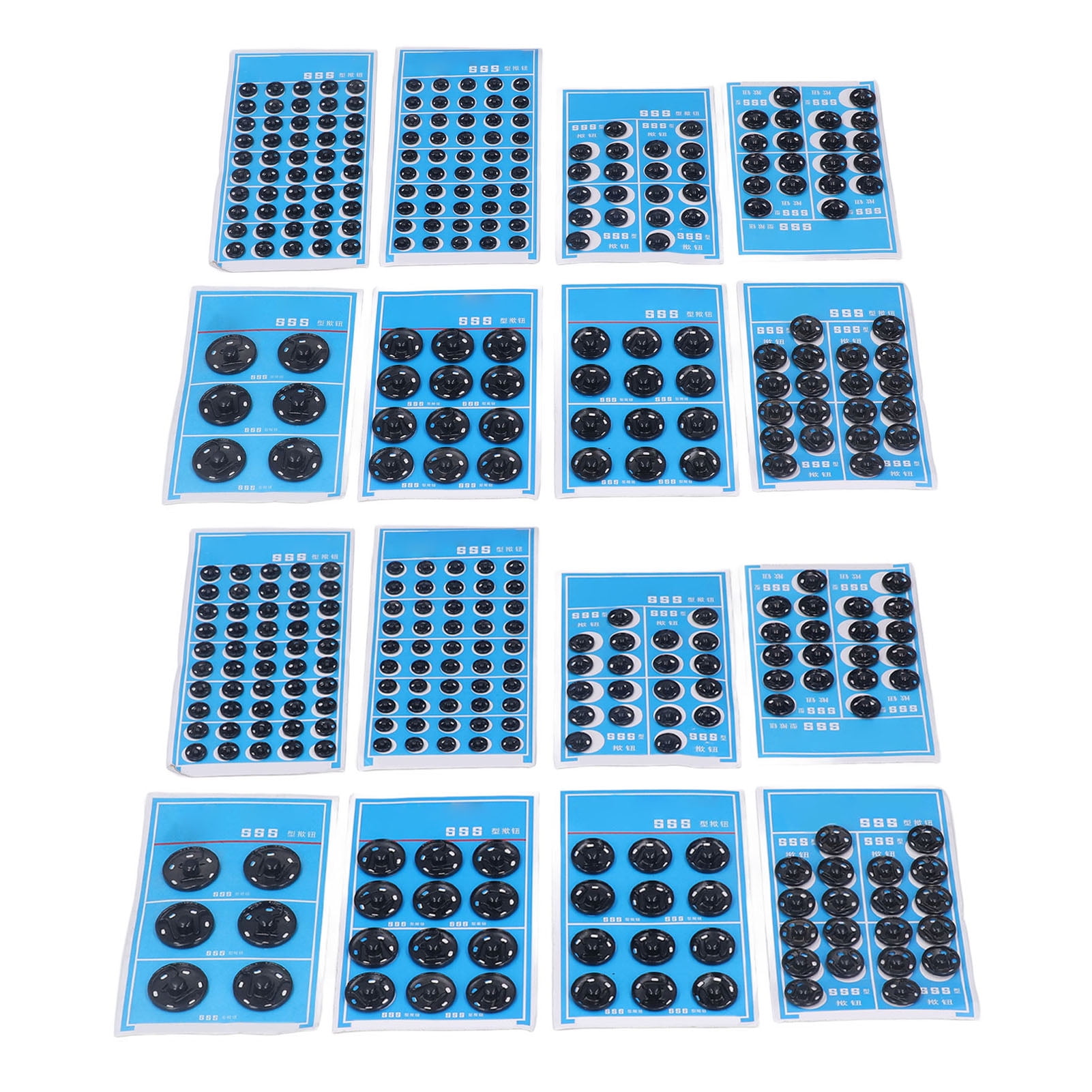 Laklulu 16 Plate Snap Buttons Multiple Sizes Rust Prevention Iron Galvanized Sew On Snap Buttons for Bags Clothes Black