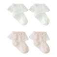 thumbnail image 1 of Laklulu 2 Pairs Baby-Girls Eyelet Frilly Lace Socks, Baby Socks Girl Summer Toddler Infant Ankle Pointelle Mesh Socks, 1 of 6