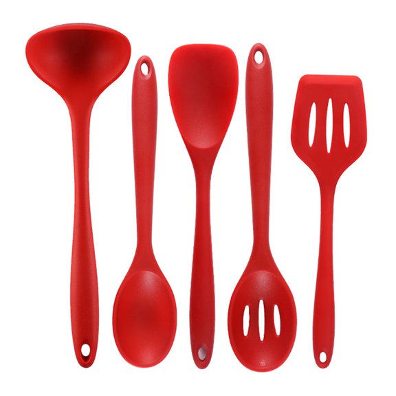 Laklulu 5-Piece Kitchen Cooking Utensils Set, Spatula Spoons, Tools for Cooking and baking,red