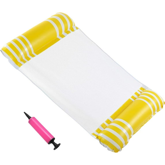 Inflatable pool hammock with multi-use mesh bottom