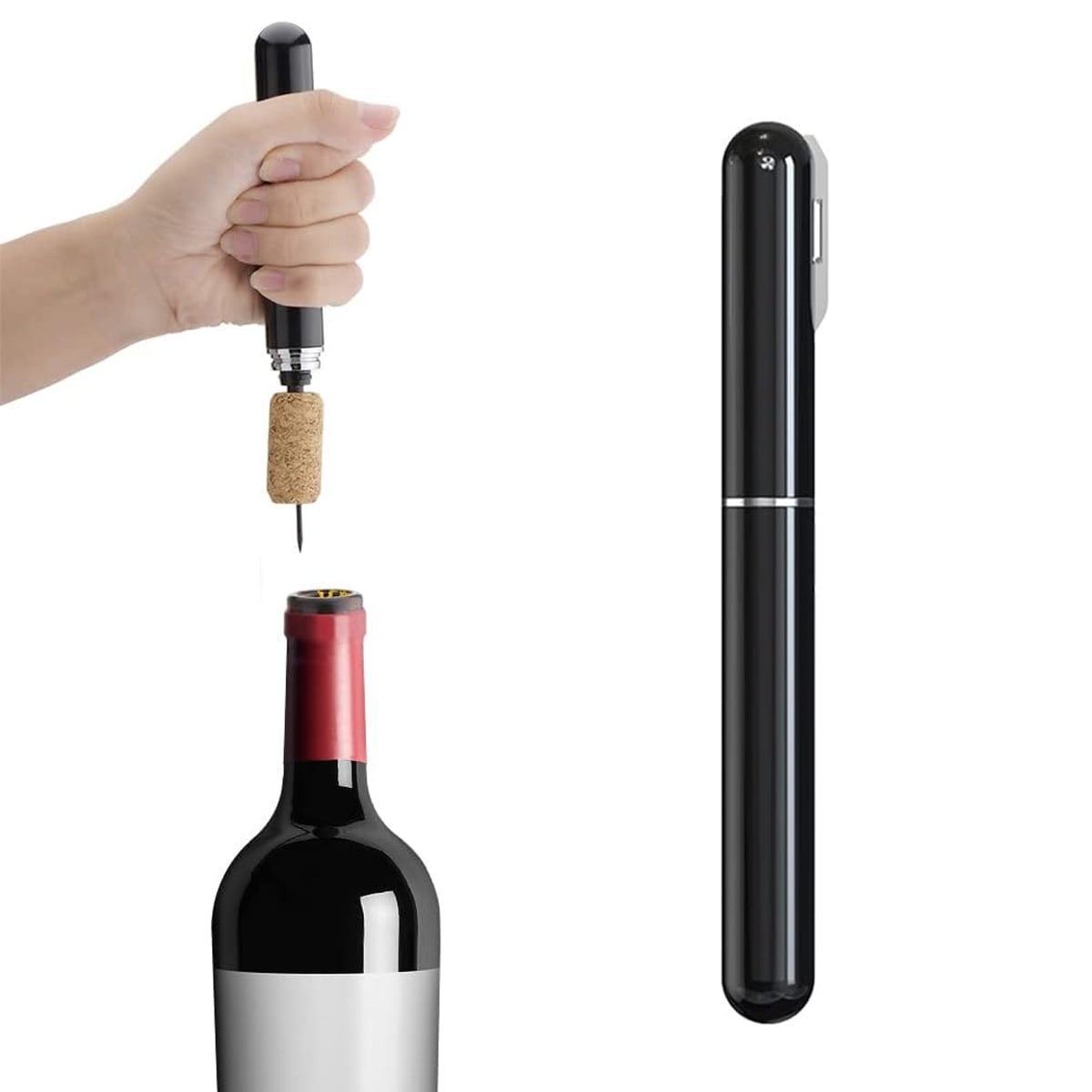 Black Stainless Steel Air Pressure Wine Bottle Opener with Foil Cutter