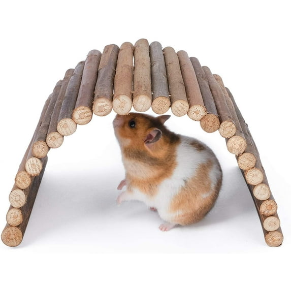 Laklulu Wooden Ladder Bridge, Hamster Mouse Rat Rodents Toy, Small Animal Chew Toy
