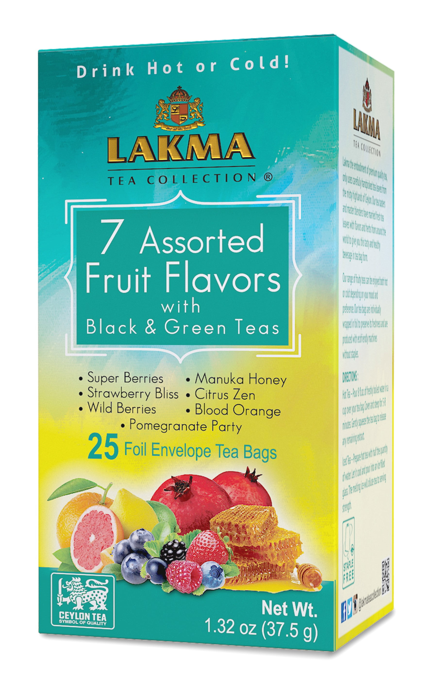 Lakma 7 Flavor Assorted Tea - Black & Green - 150 Tea Bags (6 Pack)