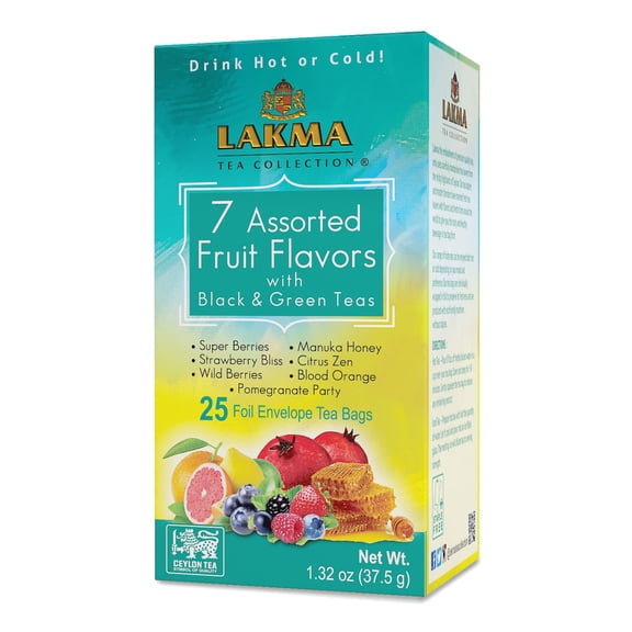 Lakma 7 Flavor Assorted Tea - Black & Green - 150 Tea Bags (6 Pack)