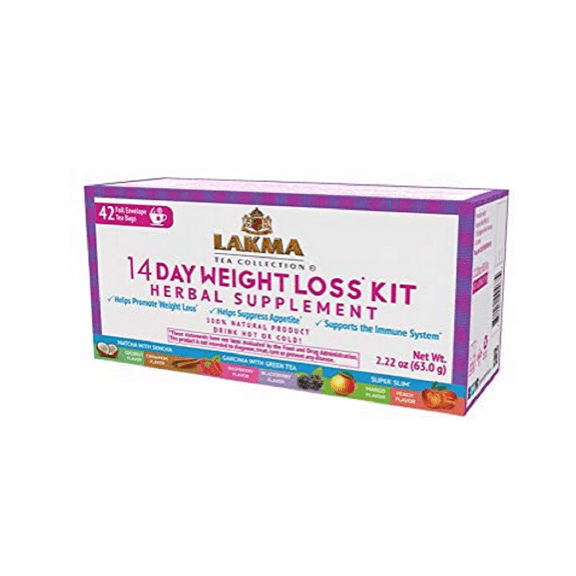 Lakma Tea 14 Day Weight Loss Kit 42 Ct - 504 Tea Bags (12 Pack)