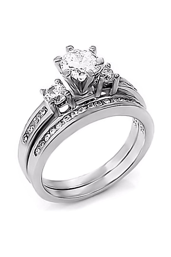 Lakoda: Stunning 1.31ct Ice on Fire CZ 2 Piece Wedding Ring Set 925 Silver sz 7.0