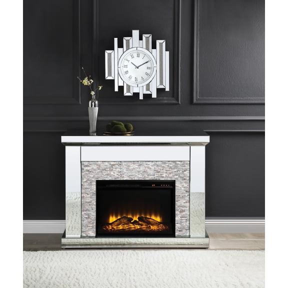 Laksha Mirrored & Stone Fireplace