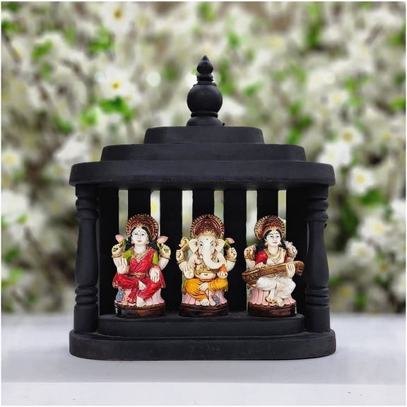 Lakshmi, Ganesha & Saraswati Statue for Indian Diwali Pooja Indian Home Temple Decor Lord Ganesh Goddess Saraswati & Laxmi Idol Religious Gods of Good Luck, Wealth, Wisdom, Arts - AtoZ India Cart