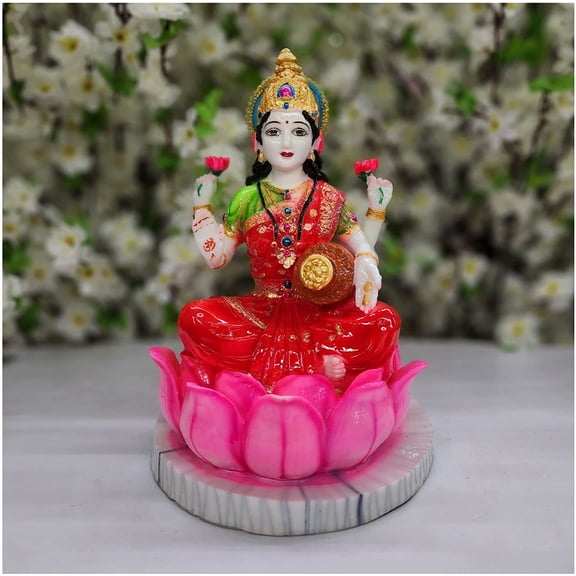 Lakshmi Goddess Statue Laxmi Idol Goddess Lakshmi on Lotus Lakshmi MATA Sculpture Hindu Goddess Statue Lakshmi Figurine Indian Goddess Idol Laxmi Murti for Diwali Pooja Decor Gift - AtoZ India Cart