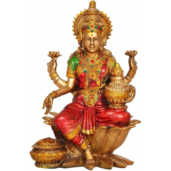 Lakshmi Handcrafted Goddess of Wealth Statue, Decorative Spiritual Idol for Home and Office Puja, Perfect Festive Gift
