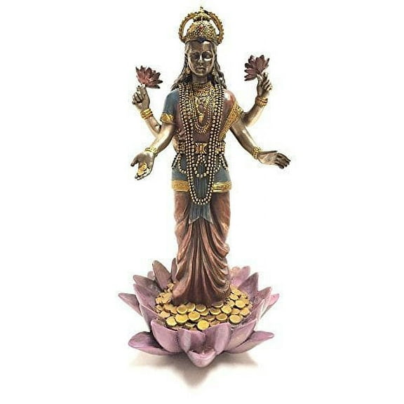 Lakshmi Hindu Goddess on Lotus Statue Sculpture