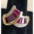thumbnail image 1 of Lakshya Jewel LLC 14K Yellow Gold Finish Baguette Cut Pink CZ Bypass Band Ring, 1 of 6
