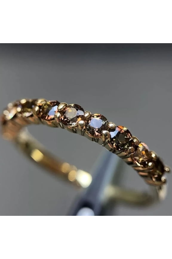 2Ct Round Cut Chocolate CZ Wedding Ring 14K Yellow Gold for Women